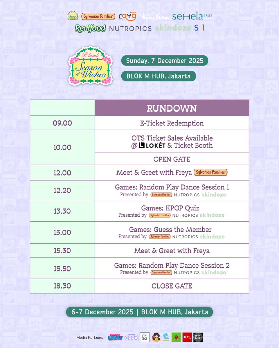 You won’t want to miss all the excitement at P-LAND: Season of Wishes! 

Make sure to check our full schedule so you can catch every moment of fun. We can’t wait to celebrate with you this weekend! 🎉

📅 6–7 Dec 2025
🕙 10.00–18.30 WIB
📍 Blok M Hub, Jakarta

#PLANDArtMarket