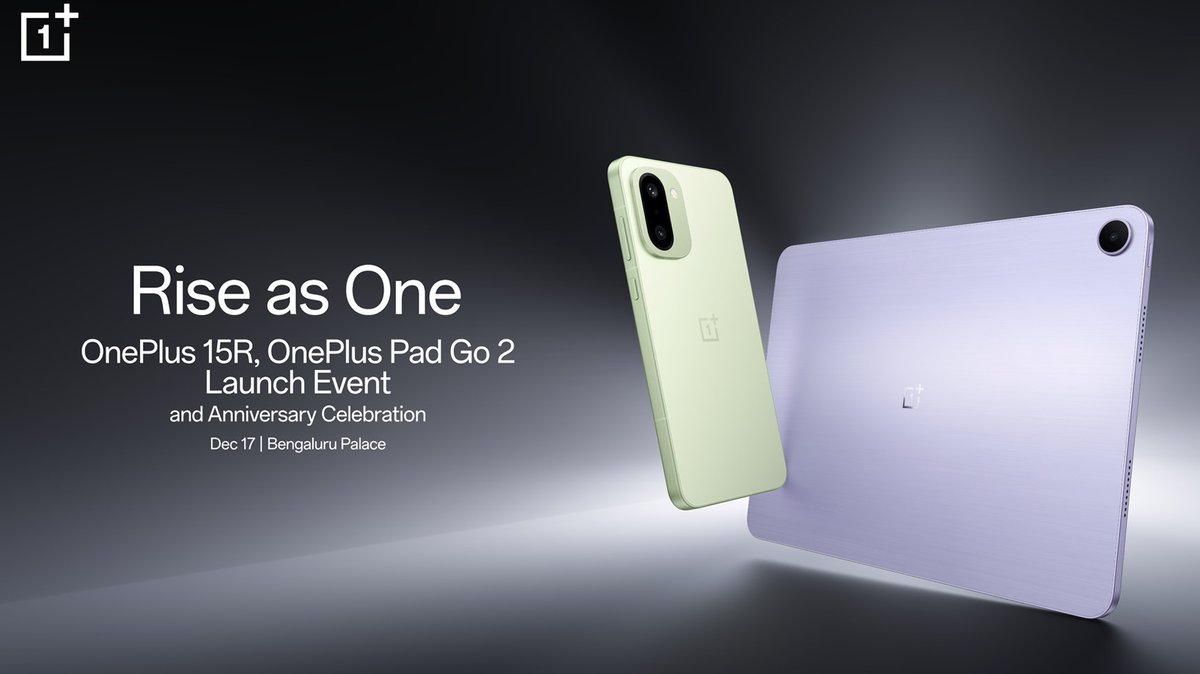 FoneArena's tweet image. OnePlus 15R and Pad Go 2 India launch on Dec 17: Live keynote set in Bengaluru Palace fa2.in/evdik #OnePlus15R #OnePlusPadGo2
