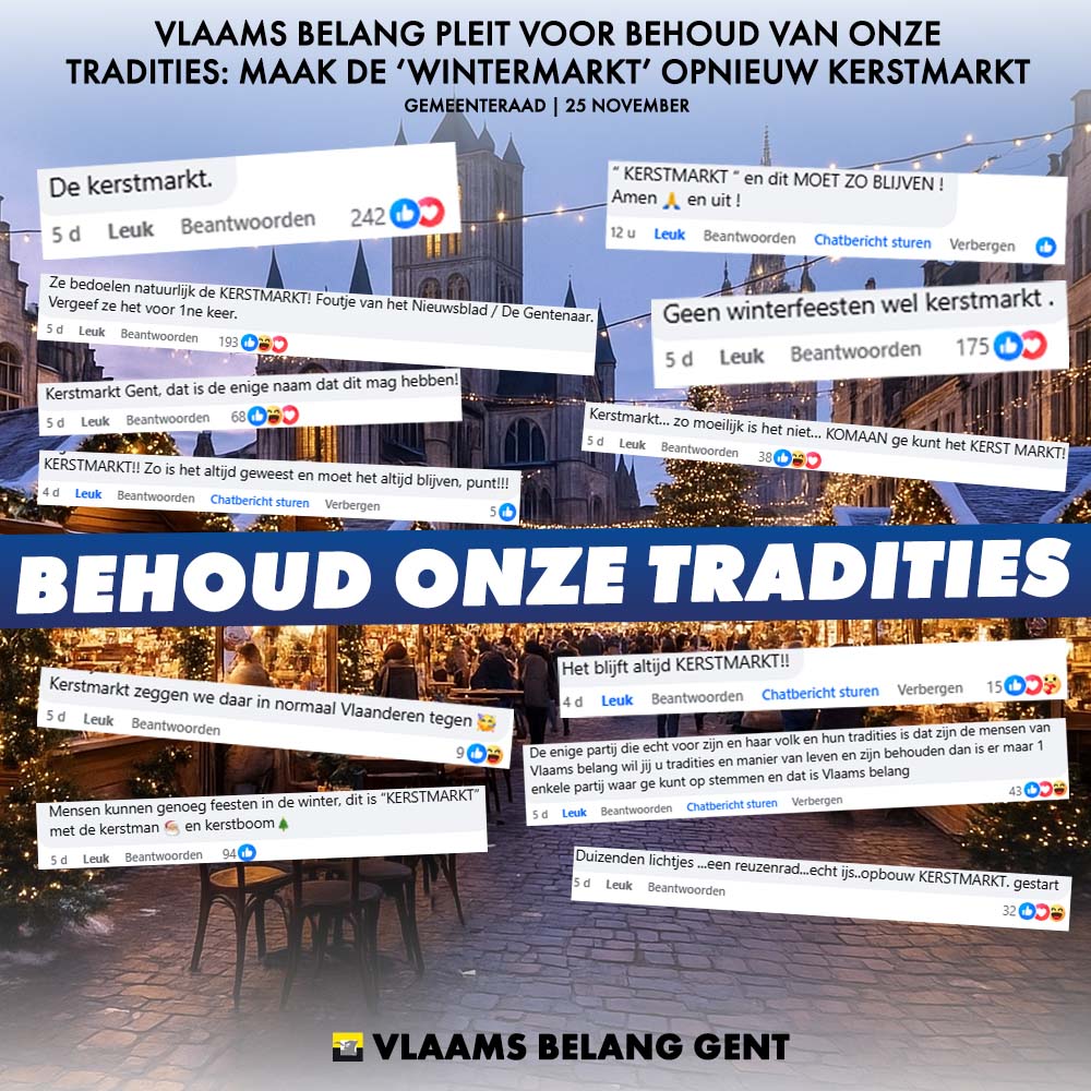 Het paarsgroene stadsbestuur stemde ons voorstel weg om de wintermarkt opnieuw een kerstmarkt te noemen, terwijl de Gentenaars duidelijk zijn: behoud onze tradities! 🎄
