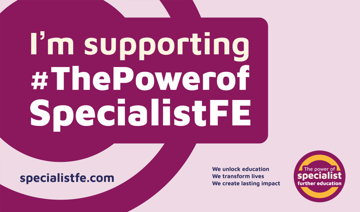 It’s #ThePowerofSpecialistFE Awareness Week.

We’re proud to stand with Natspec and specialist colleges nationwide, celebrating the learners and staff who unlock education and transform lives every day. <a href="/Natspec/">Natspec</a> #SpecialistFEWorksForMe