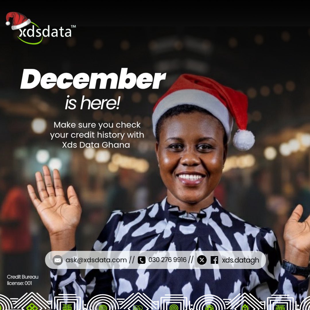xdsdataGH's tweet image. DECEMBER IS HERE!!!

Make sure you check your credit history with XDS DATA GHANA

#FastService 
#CreditReport 
#XDSDataGhana