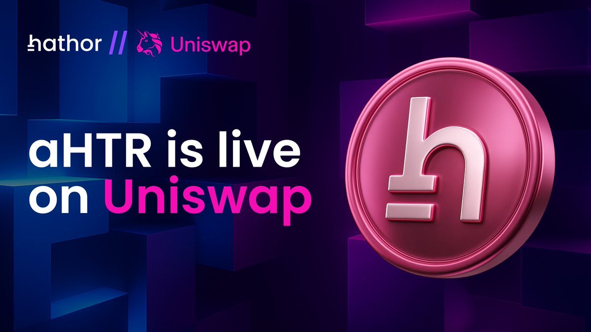 Meet $aHTR: wrapped, liquid, and ready to run.

🤝 Backed by my partner <a href="/HathorNetwork/">Hathor Network</a>
✅ A 1:1 version of $HTR
🧡 5 years on mainnet, Secured by $BTC
📈 Big timing: Nano Contracts launching!
🌱 L1 with a fast growing Ecosystem!

Get in early: app.uniswap.org/explore/pools/…