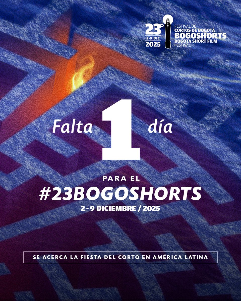 bogoshorts's tweet photo. ⏳ Falta 1️⃣ día para la fiesta del cortometraje en américa latina, el #23BOGOSHORTS Festival de Cortos de Bogotá y el #9BFM BOGOSHORTS Film Market. https://t.co/EWCwhOgqW7