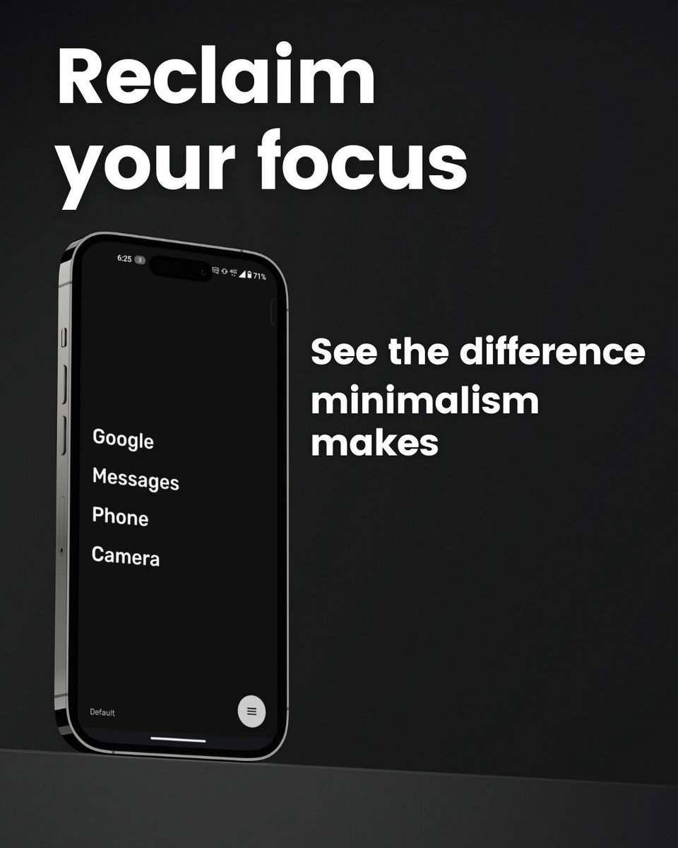 __bash_'s tweet image. I realized recently that my own home screen was giving me anxiety. Every icon is basically a notification waiting to happen.

I decided to strip it all away. No icons, just text. It’s crazy how much calmer my phone feels now.

#digitalminimalism #dumbphone #adhdtools #homescreen