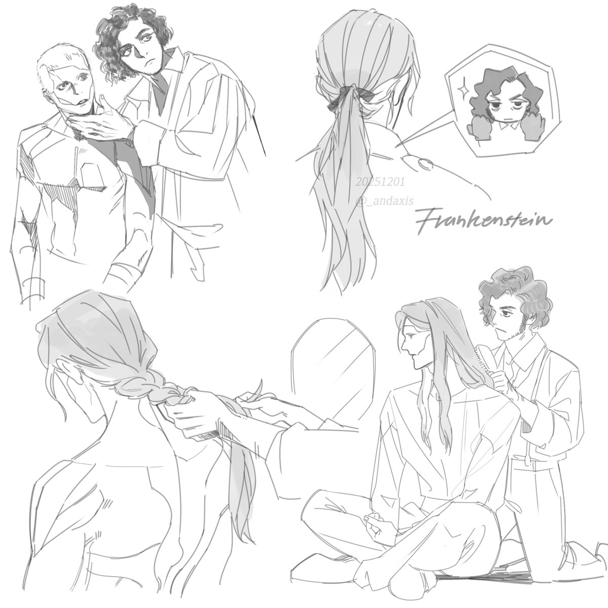 _andaxis's tweet image. #Frankenstein Tie his hair with a ribbon