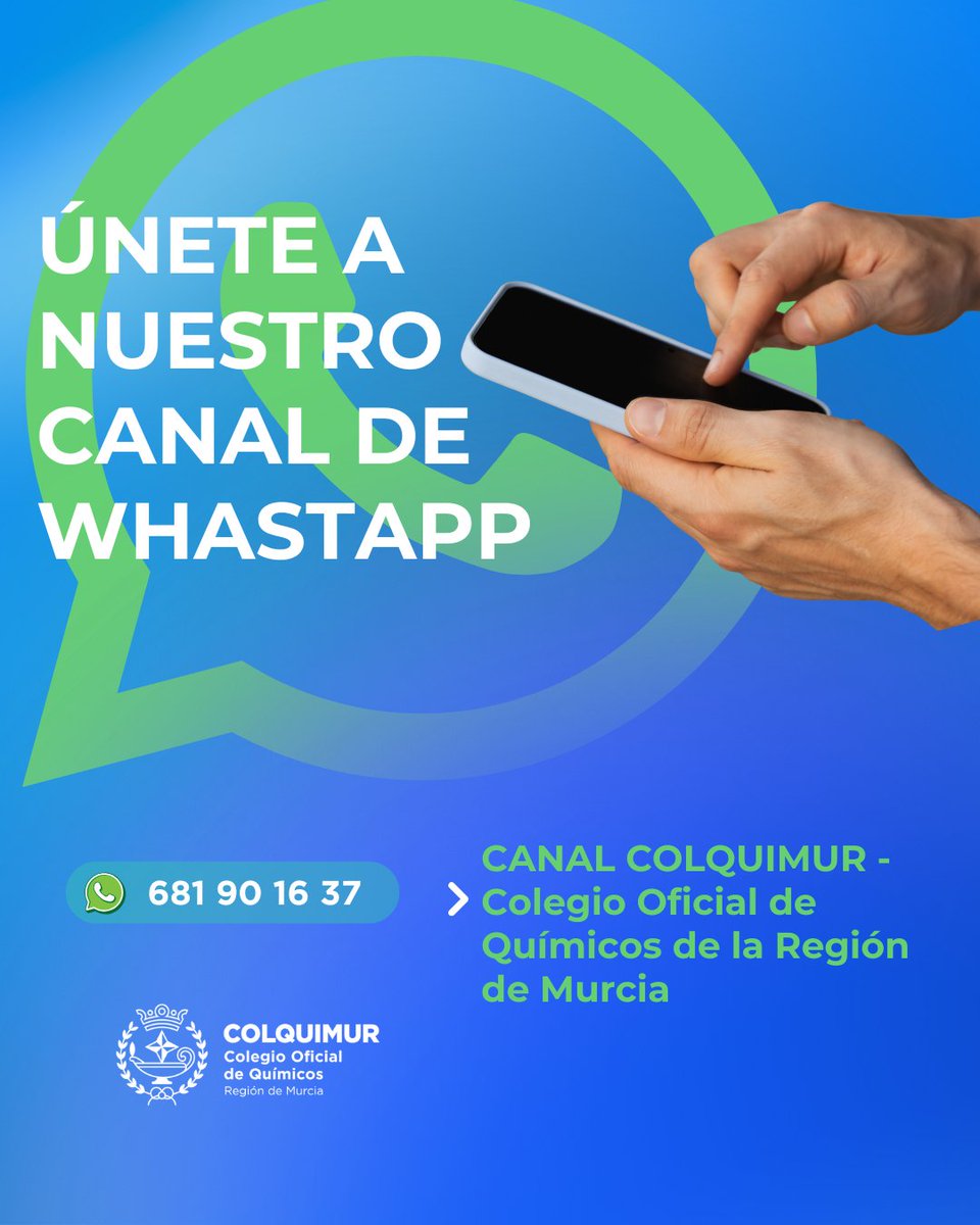 Todas las novedades a un solo mensaje ‼️

Únete gratis a nuestro canal de WhatsApp y recibe todas nuestras noticias al instante. 

✅ Formaciones, empleo, eventos y todo lo relacionado con Colquimur.

📲 Únete haciendo clic aquí: whatsapp.com/channel/0029Vb…

Así de fácil. 🙌🏼