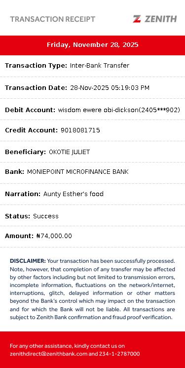 Wizarab10's tweet image. Aunty Esther wanted soup as swallow is her go-to food. That is the bill for the soup. The soup plus delivery cost N74k. 

Balance brought forward, this 1st day of December, 2025 

N30,776,252
.
.
.
Thank you for your kindness 🙏🏾
