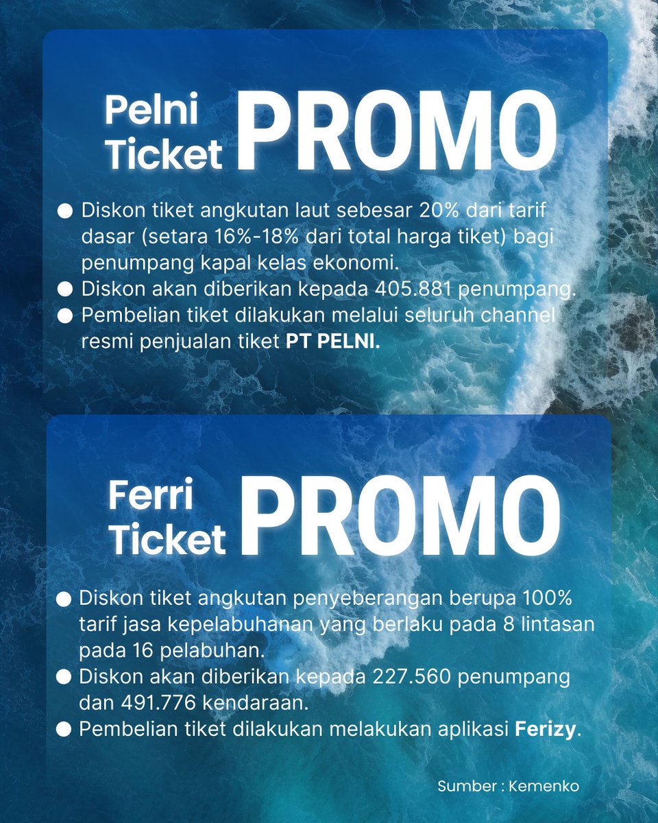 Pemerintah menetapkan kebijakan diskon tarif transportasi untuk periode libur Nataru 2025/2026. KAI mendapat potongan hingga 30%, PELNI 20%, ASDP bebas jasa kepelabuhanan di sejumlah lintasan, dan pesawat 13–14%. Berlaku 22 Des 2025–10 Jan 2026.

#Wantimpres
