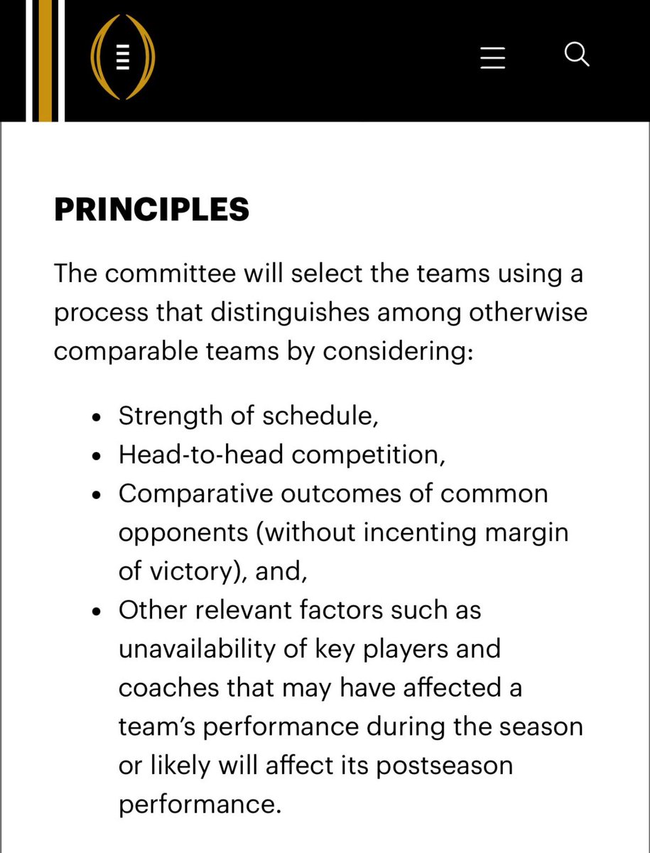 ItsAUThingBlog's tweet image. Real-talk, how does the @CFBplayoffs skirt the rules and regulations they have front and center on their own website? 

These are literally the stipulations they’ve put in place:

✅ Strength of schedule? Comparable.

Notre Dame is 42nd and Miami is 44th. Notre Dame lost to the…