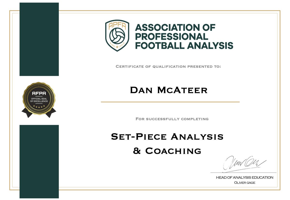 APFAnalysis's tweet image. Just a reminder:

1. We saw the value in set-pieces before it was cool &amp;amp; built the world&apos;s only course dedicated to them including specialist coaches

2. We have a HUGE online sale at the moment

3. CONGRATULATIONS to our latest round of learners getting your certificates today!