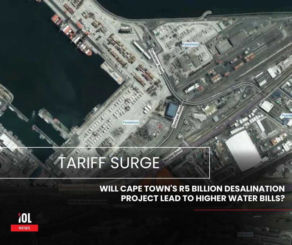 IOL's tweet photo. The proposed R5 billion Paarden Eiland Desalination Plant could drive a sharp rise in Cape Town water tariffs while adding up to 70 million litres of potable water per day.
#PaardenEiland #DesalinationPlant #WaterTariffs #CapeTownWater @CapeArgus 
Read on https://t.co/MAvtExCArB https://t.co/Ve8uWvUJLa