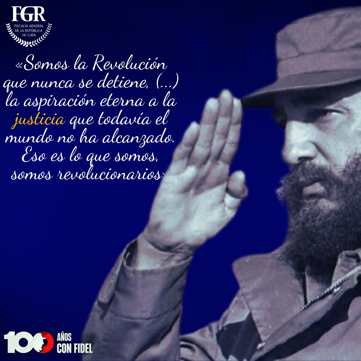 #FidelPorSiempre: «Somos la #Revolución que nunca se detiene, se puede decir; la aspiración eterna a la justicia que todavía el mundo no ha alcanzado. Eso es lo que somos, somos revolucionarios». 

#100AñosConFidel