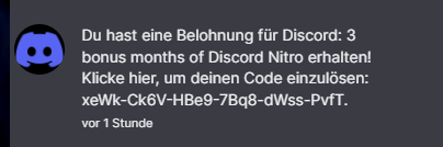Da ich stolzer Discord Nitro Nutzer bin und mir das hier nichts bringt 👀
Viel Spaß damit💜