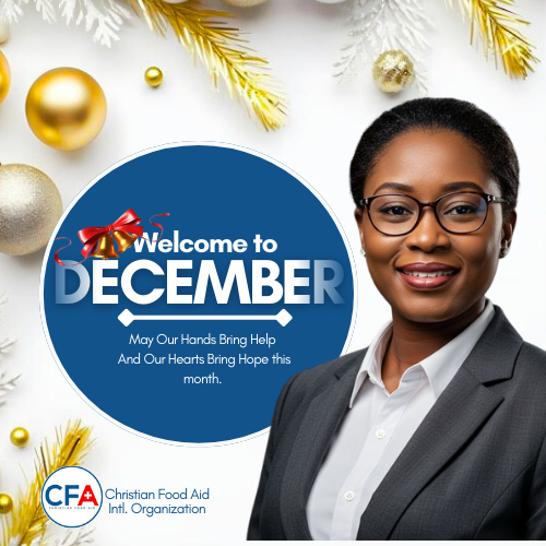 CFA_Intl's tweet photo. Welcome to December! 🎄✨

As we enter this new month, we remain committed to bringing help to those in need and hope to every heart we touch.

Together, let us keep building a world where no one goes to bed hungry. 

#ChristianFoodAid #SAEE #NoOneGoesToBedHungry #SamaritansPurse https://t.co/ZYlVnSDYGq