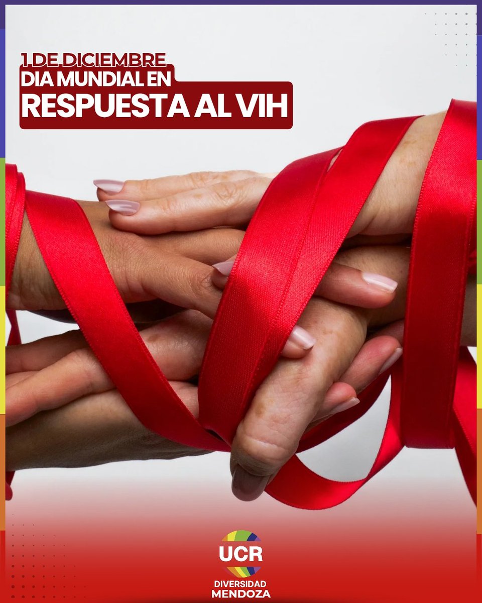 UCRDMendoza's tweet photo. En este 1° de diciembre día mundial a la respuesta del VIH, reforzamos nuestro compromiso: prevenir, acompañar y derribar estigmas.

La respuesta al VIH es colectiva, humana y urgente.

#UCRDiversidadMendoza 🏳️‍🌈🏳️‍⚧️
#SiempreAdelante 🇲🇨 https://t.co/2Dt73383E1