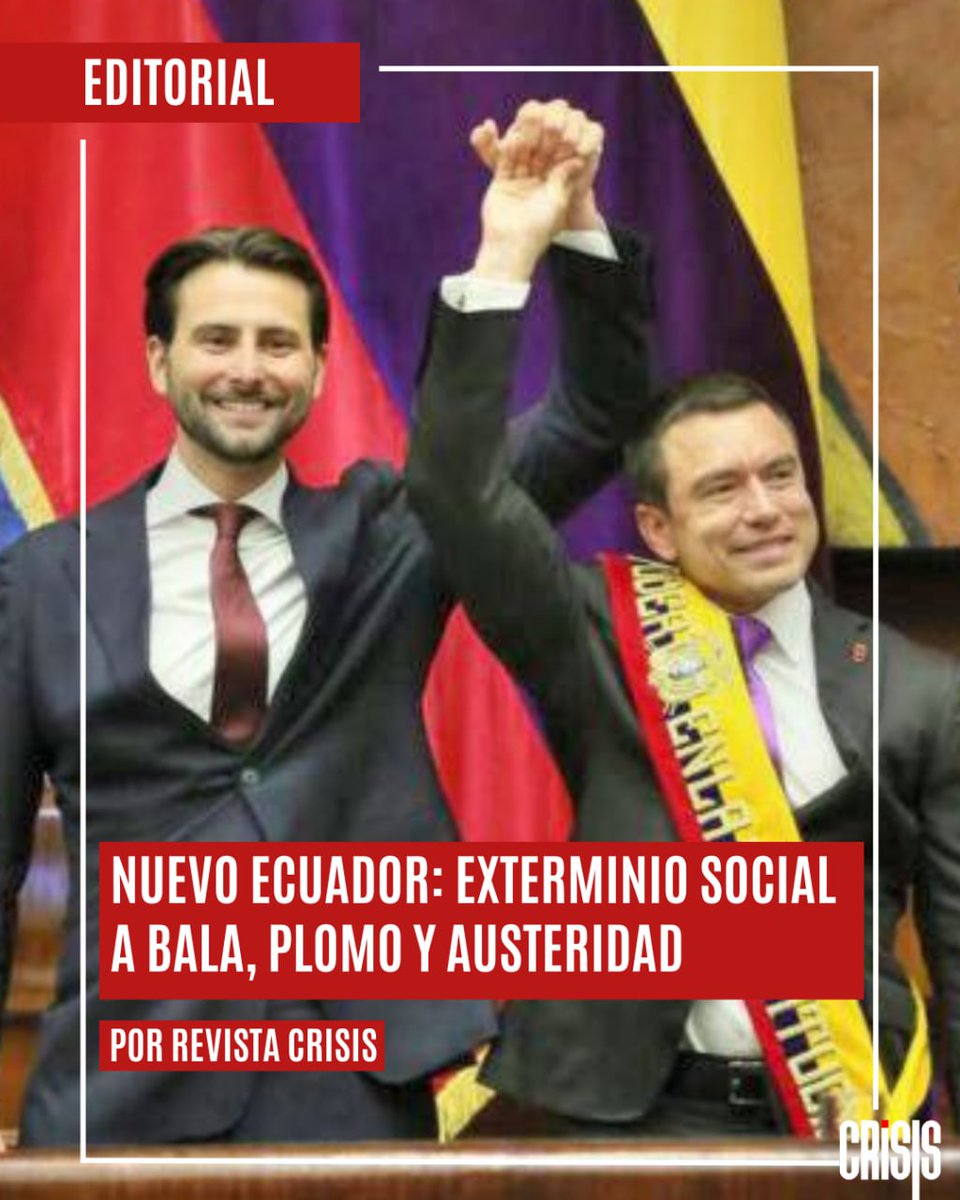 EDITORIAL | El “Nuevo” Ecuador se escribe con sangre: 10.000 muertes violentas, 43 desapariciones forzadas, 22 ejecuciones extrajudiciales, 3 asesinatos en el paro nacional y 600 PPLs muertos en dos años, son la muestra. 

#FueraNoboaFuera

shorturl.at/YWNGL