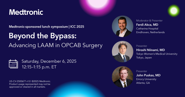 We’re headed to ICC! Join us for our lunch symposium to hear more about techniques for left atrial appendage management during OPCAB procedures. Add this event to your calendar: medtronic.com/content/dam/me… #MedtronicEmployee