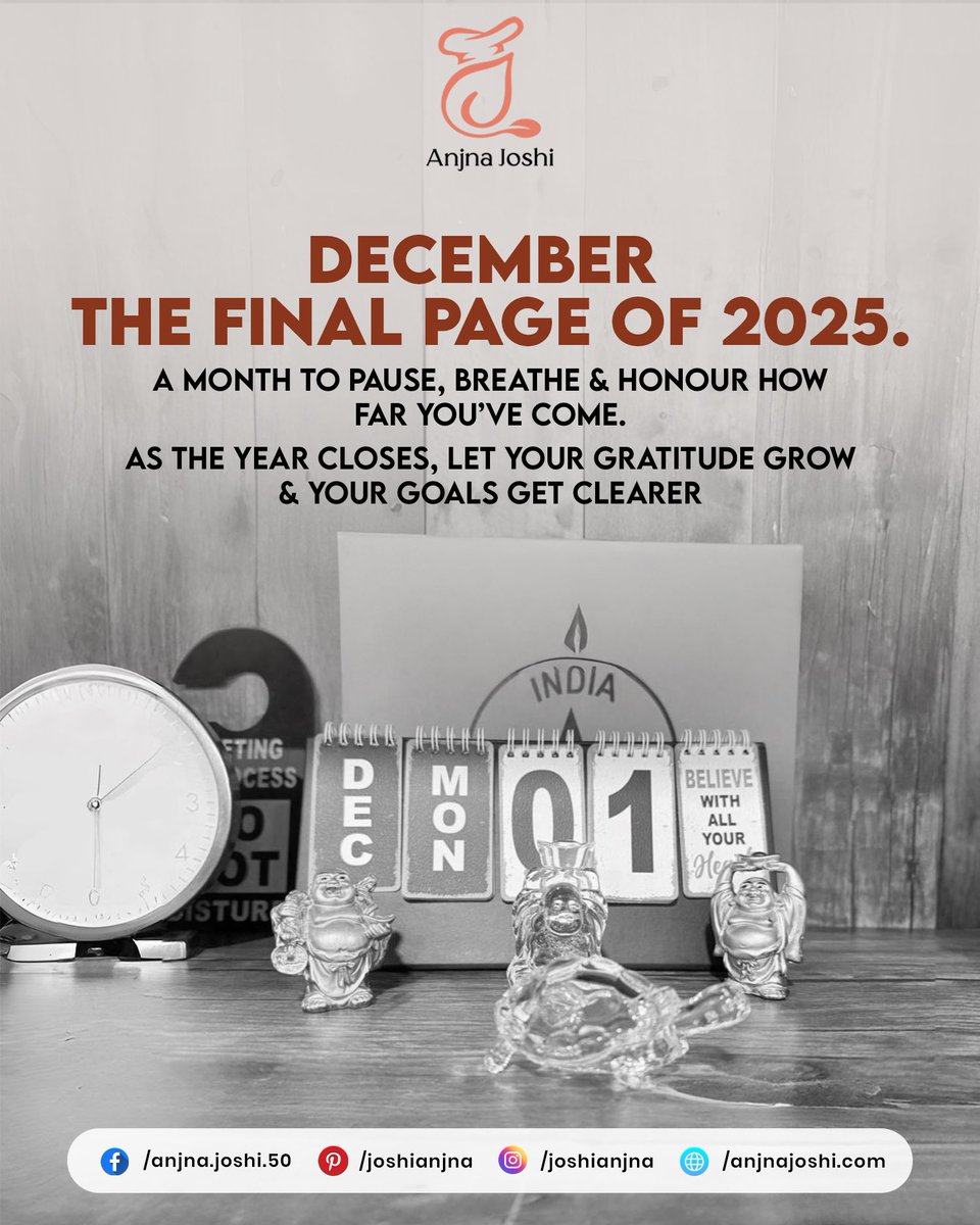December — the final page of 2025.
A month to pause, breathe, and honour how far you’ve come.
As the year closes, let your gratitude grow and your goals get clearer. ✨

#december2025 #newmonthenergy #gratitudepractice #yearendthoughts #motivationdaily