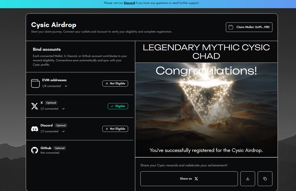 chaozuoye's tweet image. ZK赛道  @cysic_xyz 可以查空投了

总共五个等级，数量未知

我嘴撸总榜158，最高神话级

直达：register.cysicfoundation.org/flow

#yapper #kaito #zk #cysic