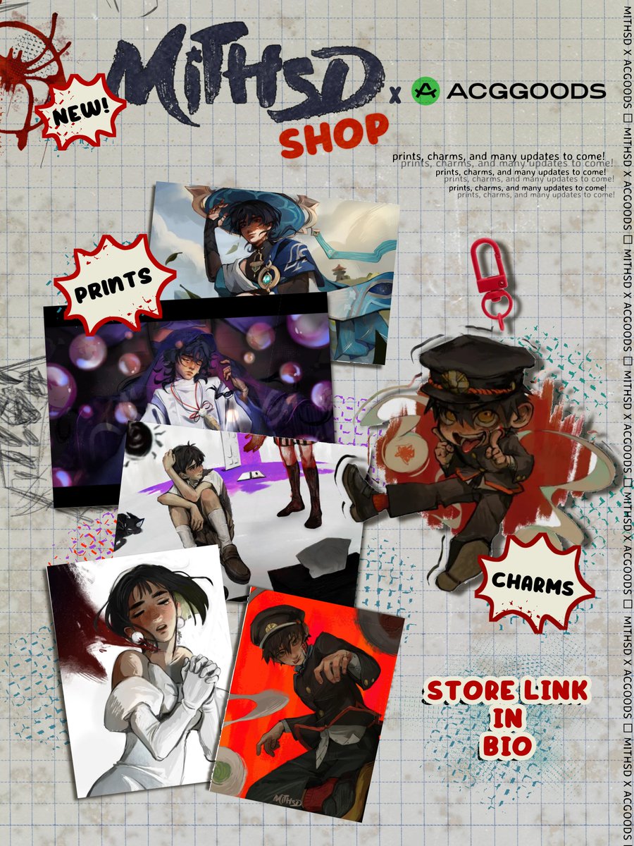 Thanks to <a href="/ACGGoods/">ACGGoods</a> I have a new shop up! 💚

I'll have new updates next year, but for now, check out the prints and Hanako charm available! 

acggoods.com/store/mithsd