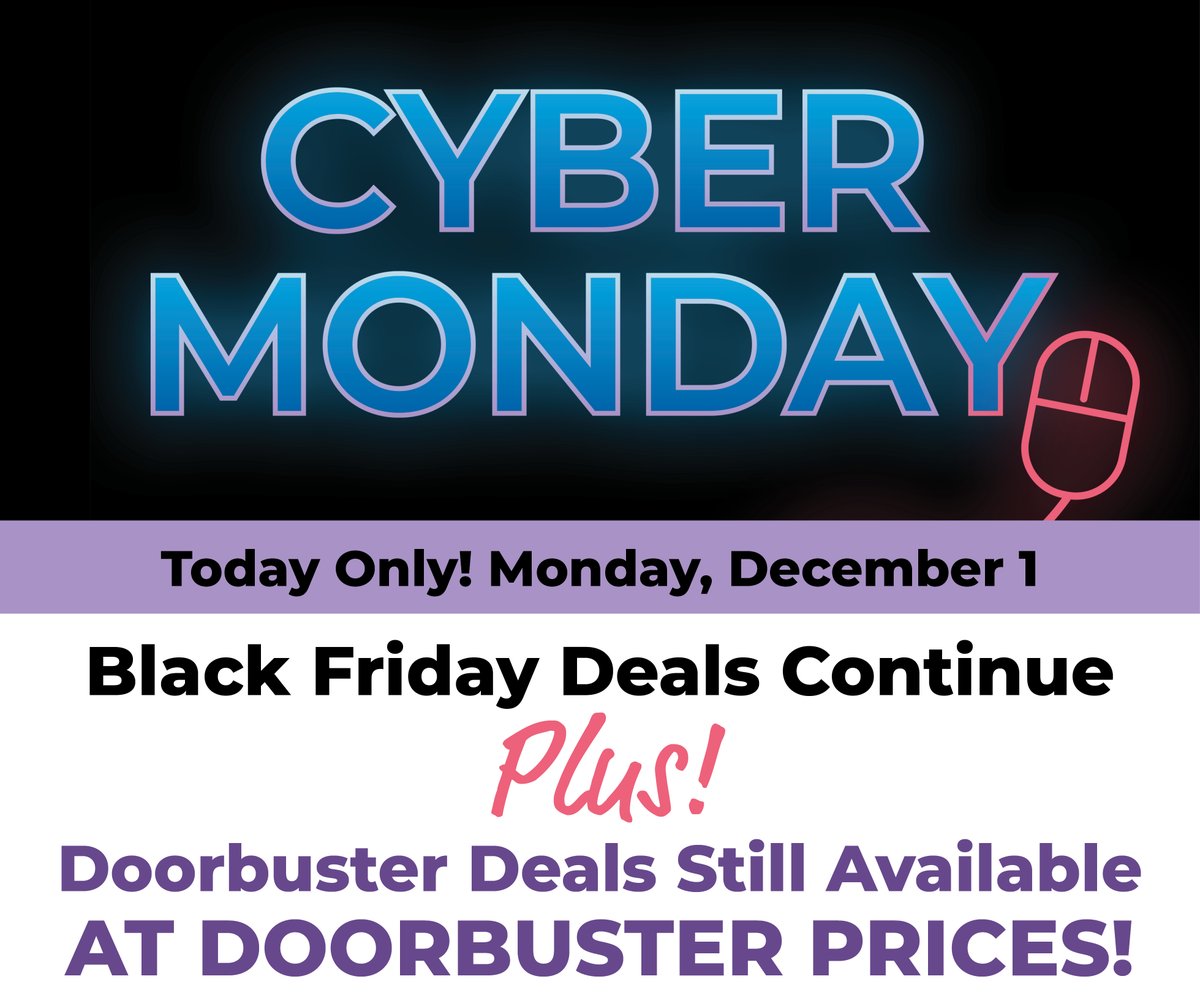 Cyber Monday is Here!
All remaining Black Friday Doorbusters are now available at Doorbuster pricing, both in-store and online.

Don’t wait! Quantities are limited, and these deals won’t last! grandhf.com