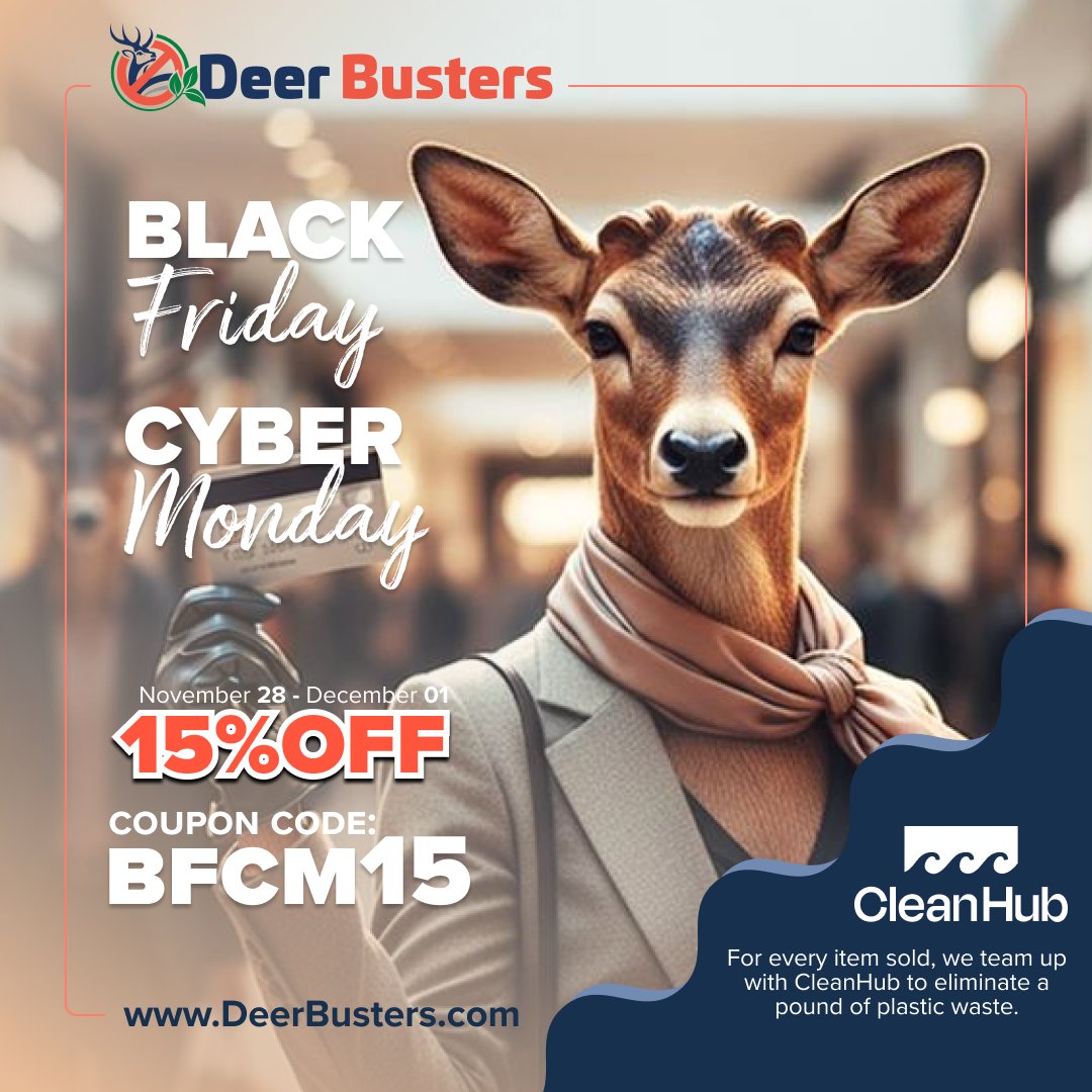 Deerbusters's tweet photo. The #WSJ talked to homeowners and they agree: why did they wait so long to install a deer fence? We hear that same line from our customers all the time.

Cyber Monday is the perfect day to finally protect your garden. Shop the sale at https://t.co/XtNR6RI7Le with Code BFCM15. https://t.co/b5NcN67ISP