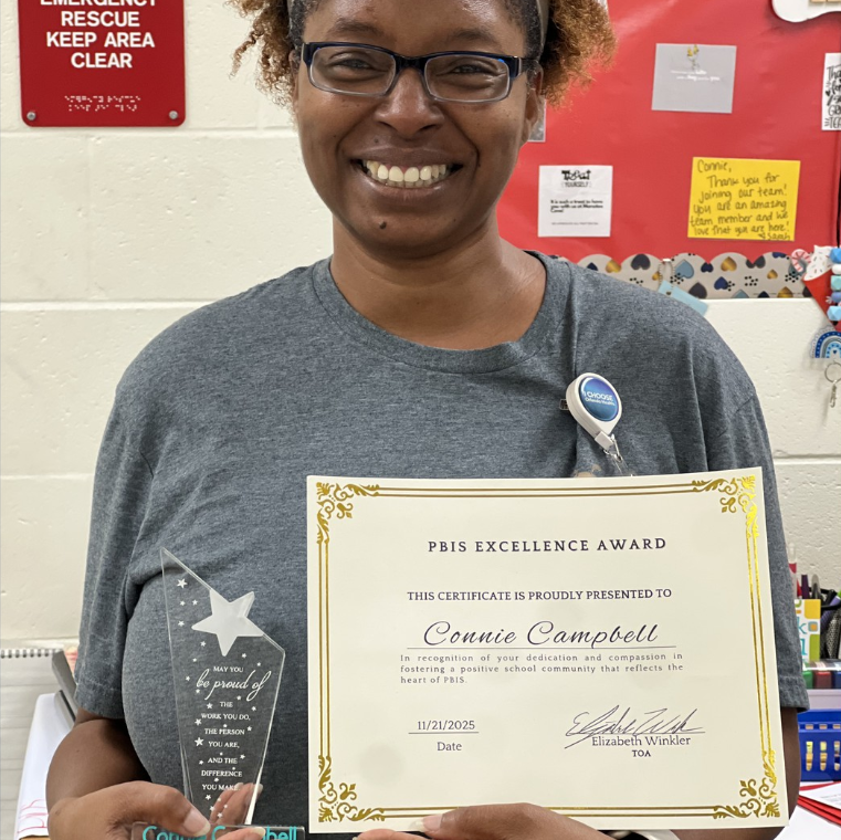 Congratulations to Ms. Campbell for being our PBIS winner!
Thank you for your hard work, positivity, and dedication to our students. We appreciate you! 💙