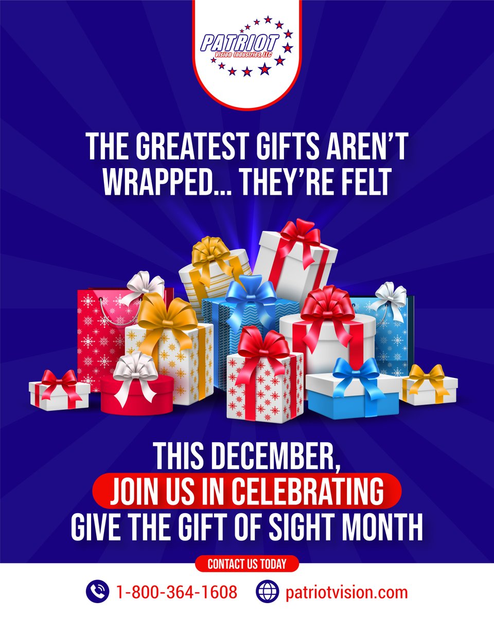 💙 This December, let’s make sight, in all its forms, something we protect, celebrate, and share. 

📞 1-800-364-1608   
🖥️ patriotvision.com  
  
#GiftOfSightMonth #LowVisionAwareness #AccessibleTechnology #PatriotVisionIndustries