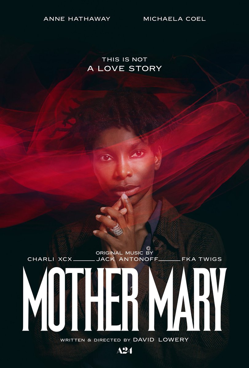 First posters for David Lowery’s ‘MOTHER MARY’, starring Anne Hathaway, Michaela Coel and Hunter Schafer.

The epic pop melodrama follows a fictional musician and her relationship with a fashion designer.

Trailer releases tomorrow