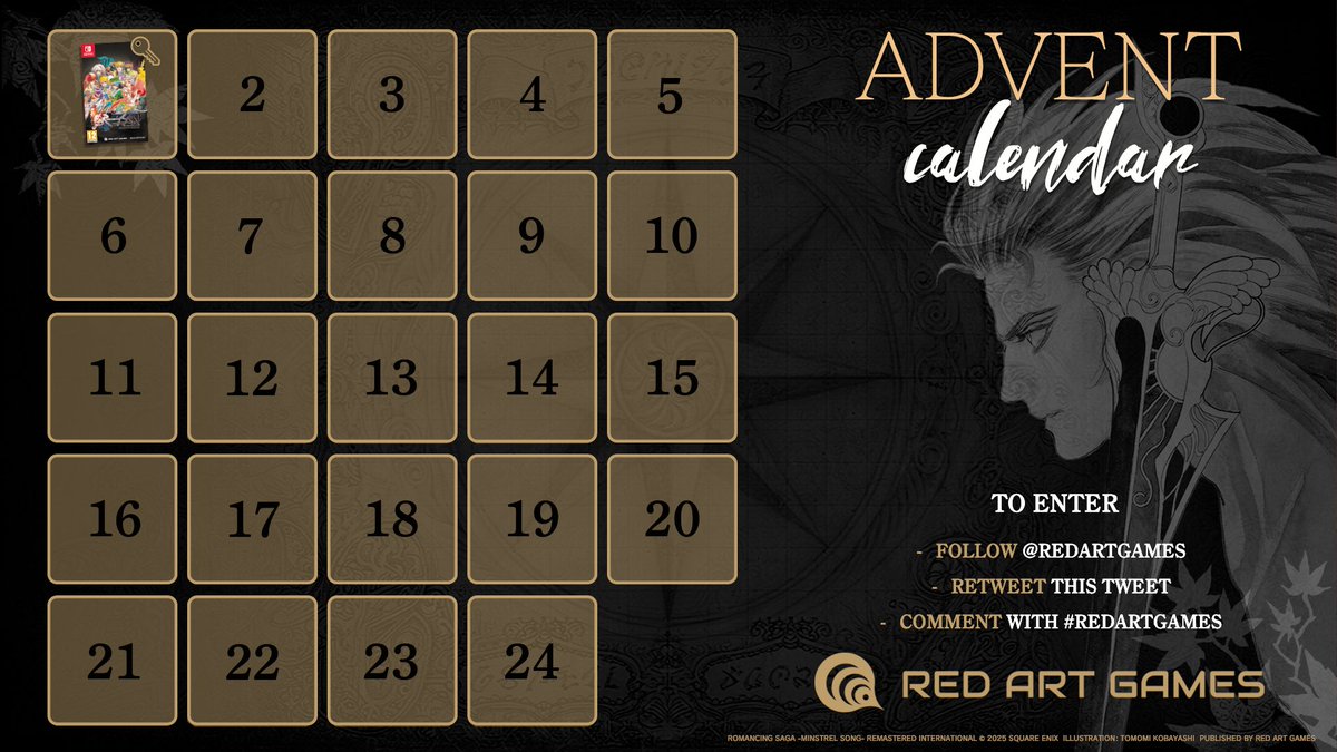 RedArtGames's tweet image. SAGA ADVENT CALENDAR 1 🎁 | The prize of today is a Nintendo Switch digital key 😍 

➡️ To participate: RT this tweet+follow @RedArtGames &amp;amp; reply with #RedArtGames 

Winner to be announced on January 7, 2025.