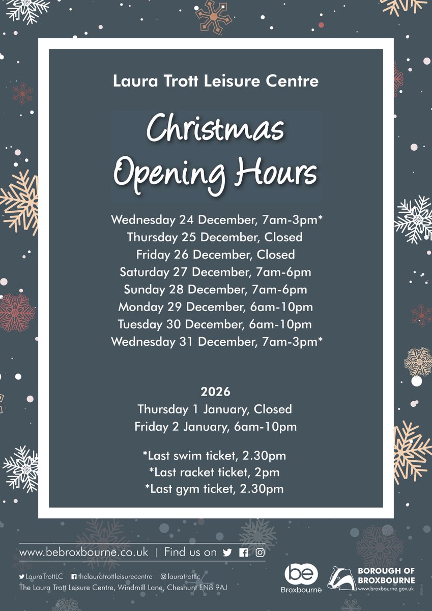 ❄️ Christmas Opening Hours ❄️

Please see the image for our amended opening hours and days over the Christmas and New Year period 📅