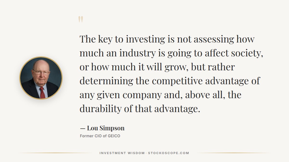 stockoscope's tweet image. Investment insights from Lou Simpson

Don't invest based on industry trends. Focus on individual companies with sustainable competitive moats that can maintain profitability over time.

#InvestingWisdom #Simpson #CompetitiveAdvantage #Moats #Durability