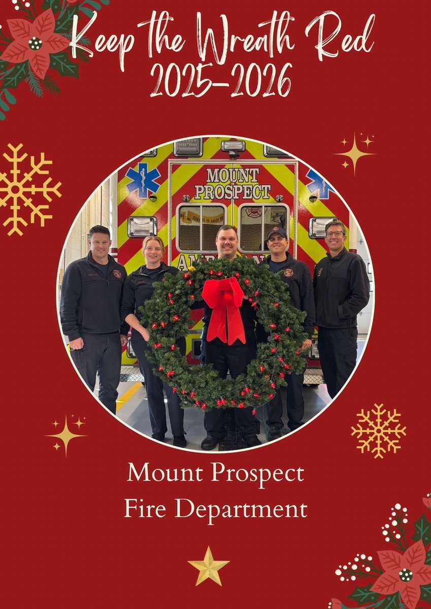 “Keep The Wreath Red!” From December 1, 2025 thru January 1, 2026, a wreath illuminated with red lights will hang at Station 13.  Each time a fire caused by holiday decorations occurs, one red bulb will be replaced with a white one. Let’s all do our part to “Keep The Wreath Red”.