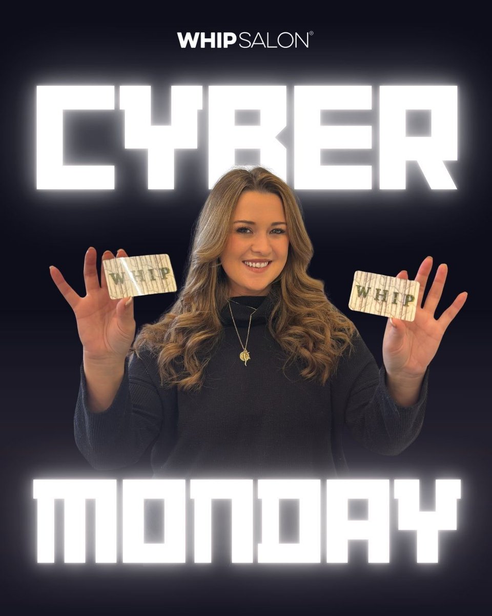 Your Cyber Monday Just Got Better ✨

Get 10% OFF all digital Whip Salon gift cards with code CYBERMON10 – perfect for gifting or treating yourself.

📅 Offer ends TONIGHT at midnight – don’t miss it!
🔗 Tap the link in our bio to purchase or call 1.855.WHIP.SLN today!

#whipsalo