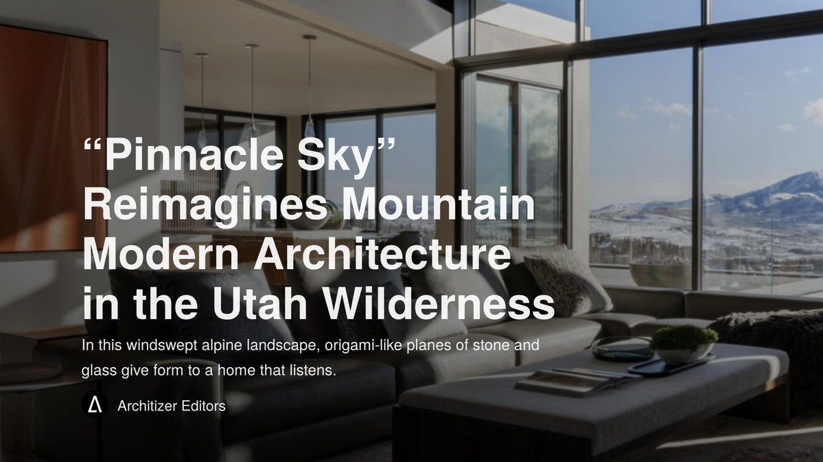 Architizer's tweet image. In this windswept alpine landscape, origami-like planes of stone and glass give form to a home that listens.

👉 Read more: hubs.la/Q03Wfx-X0