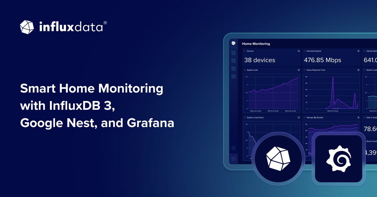 InfluxDB's tweet image. 🏡 Building a smart home monitoring system teaches you the same patterns that power Netflix&apos;s observability infrastructure. 

Learn time series databases, resilient data pipelines, and real-time visualization by centralizing your Nest thermostat data with #InfluxDB 3 and Grafana.…