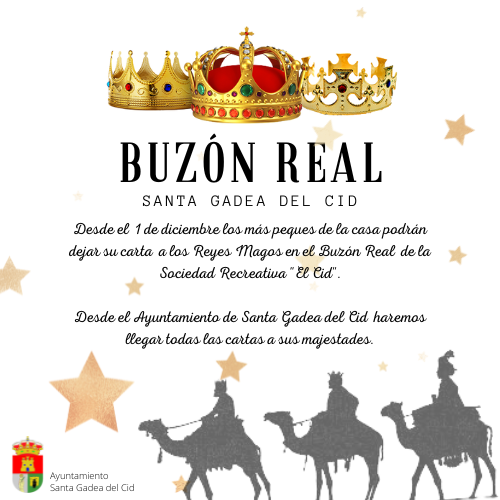 👑✨ ¡El Buzón Real ya está en Santa Gadea del Cid! ✨👑

A partir del 1 de diciembre, los más pequeños pueden dejar su carta para los Reyes Magos en el Buzón Real de la Sociedad Recreativa “El Cid”.