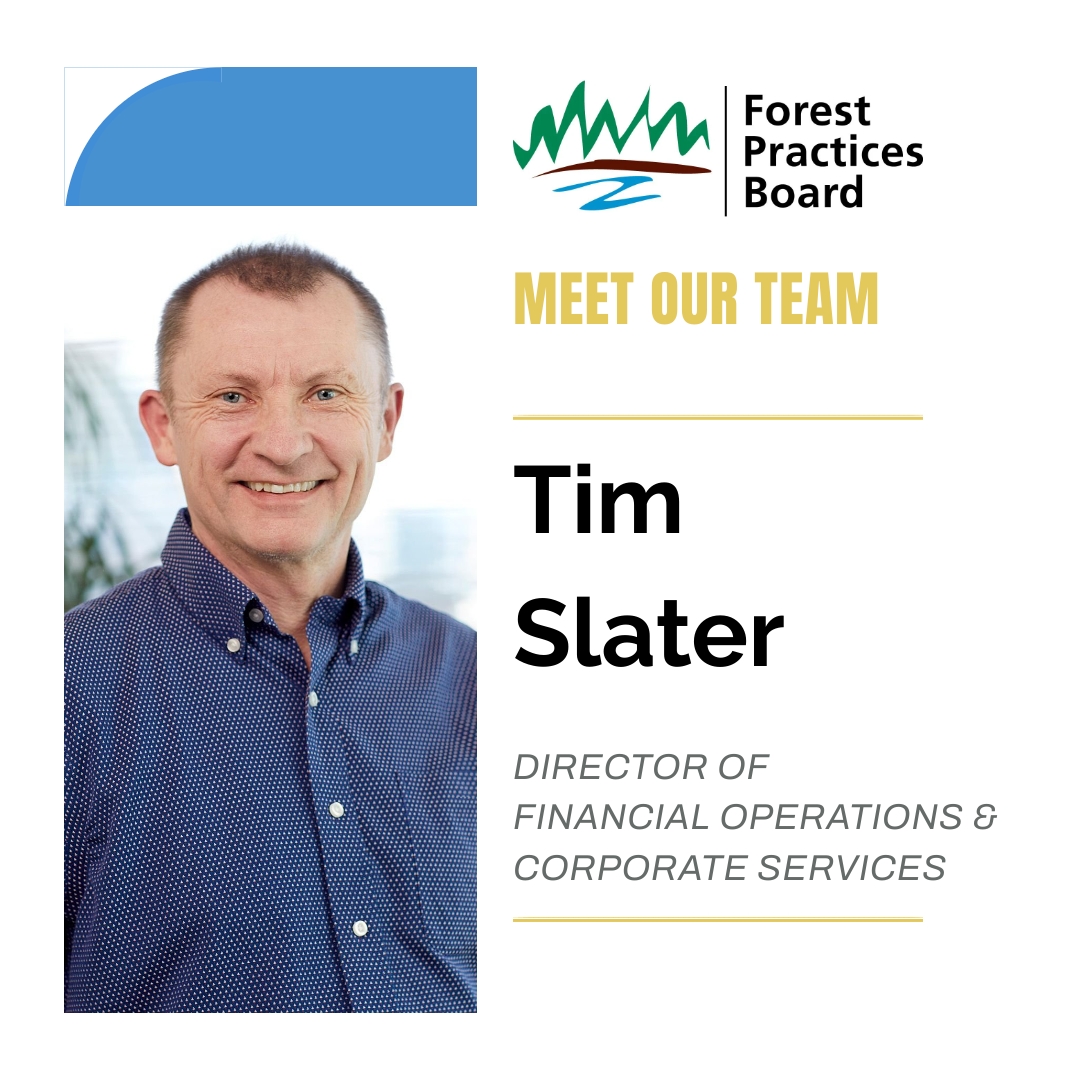 #MeetUsMondays - 👋Say hi to Tim Slater, who joined the Forest Practices Board in 2000. Tim is our Director, Financial Operations &amp; Corporate Services. He is our "IT" guy and more!

Learn more about Tim and the rest of our team at bcfpb.ca/board/our-team/