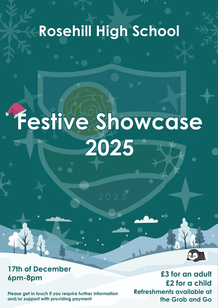 ❄️ Our <a href="/RosehillHS/">Rosehill: a place to learn, grow, and thrive</a> Festive Showcase 2025 tickets are now LIVE on ParentPay ❄️

We look forward to welcoming you on the 17th of December from 6pm 🎊

Please get in touch with the school admin team if you have any questions 🎄