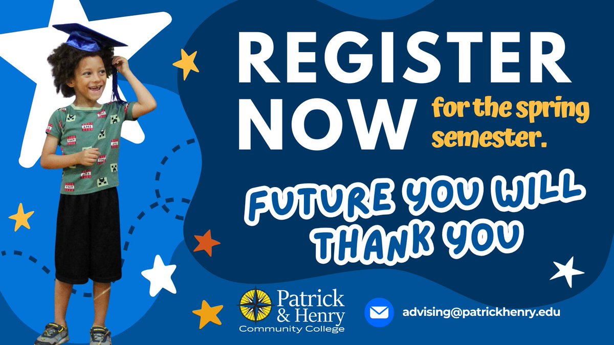 PatrickHenryCC's tweet image. Spring classes begin January 12th! Register now and set yourself up for success. Future you will thnk you! Apply at bit.ly/47YYXs8. #RegisterForClasses