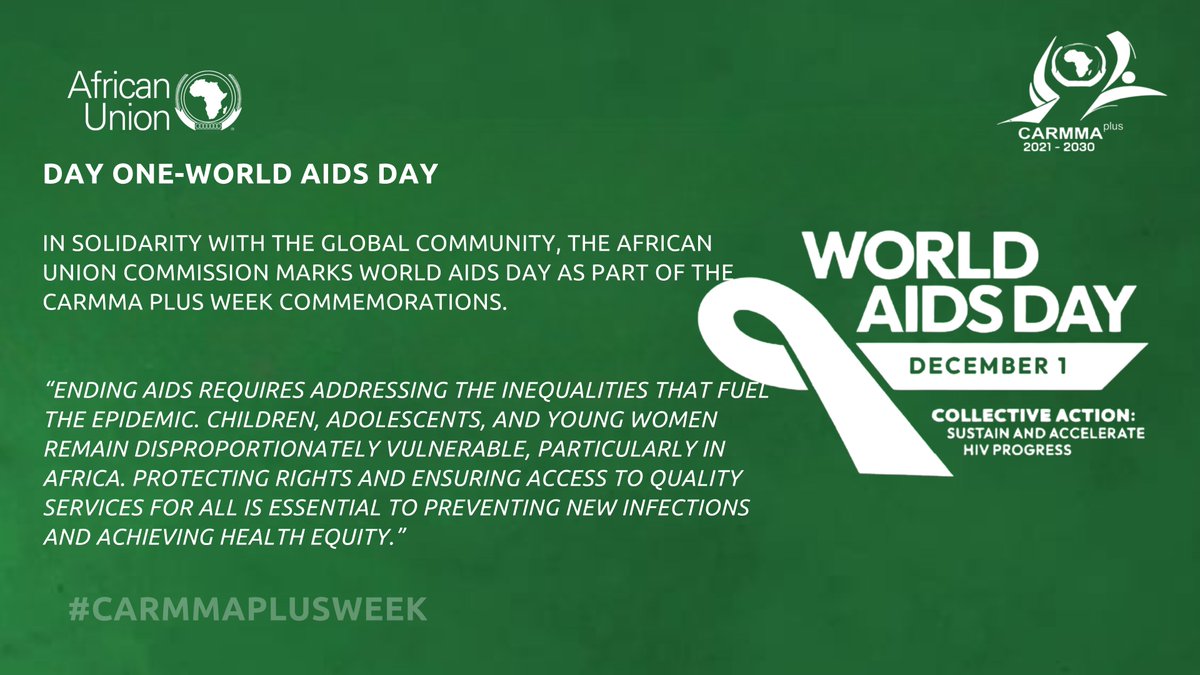 CARMMAfrica's tweet photo. #WorldAIDSDay2025
@_AfricanUnion joins the world in marking #WorldAIDSDay as part of #CARMMAPlusWeek.
#EndAIDS means tackling the inequalities affecting children, adolescents & young women. Everyone deserves equal access to protection, care & health services
#AfricaCares https://t.co/rAErMTEMl6