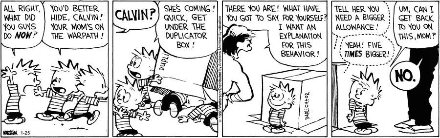 Calvinn_Hobbes's tweet photo. Nothing says โIโm innocentโ like hiding inside the machine that caused the problem.
#CalvinandHobbes #BustedAgain https://t.co/NxhLt6mUFs