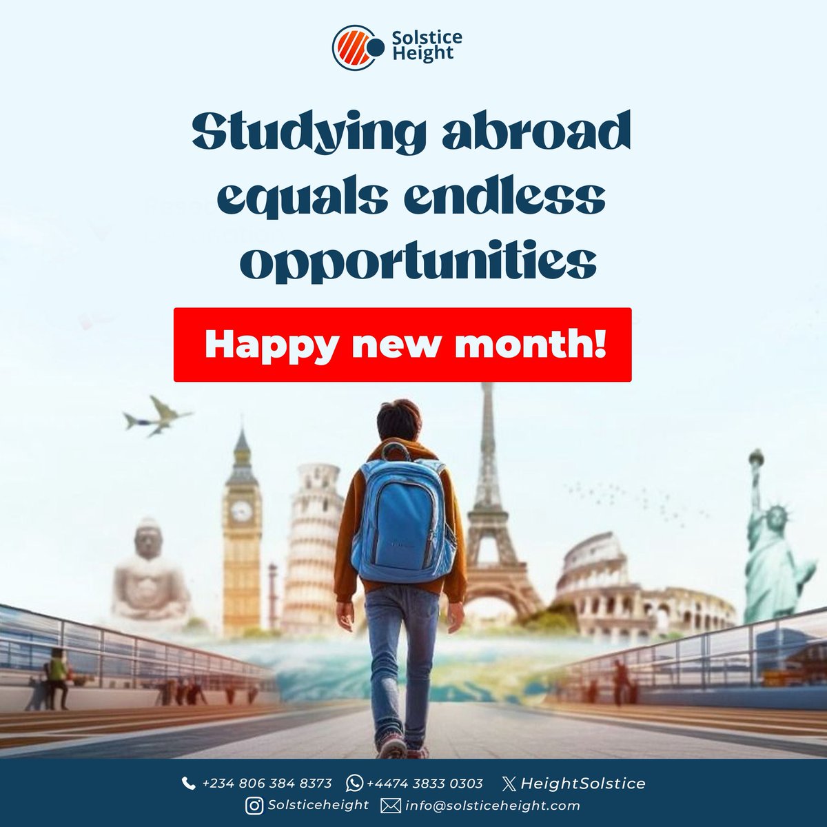 HeightSolstice's tweet image. New month, new opportunities!
Let’s move closer to your study-abroad dreams together. 

Happy New Month from Solstice Height Global.

#newmonth
#StudyAbroad #SolsticeHeight #InternationalStudents #StudyInTheUK #EducationAbroad #TravelAndStudy