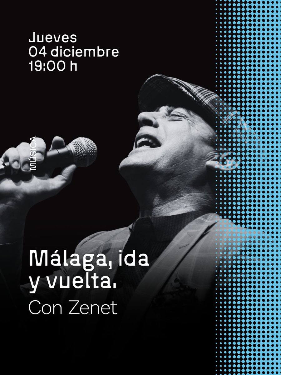 El jueves 4 de diciembre, a las 19:00 horas, el Centro Cultural La Malagueta acoge una nueva cita del ciclo ‘Málaga, ida y vuelta’, con el cantante y actor <a href="/zenetoficial/">Zenet Oficial</a> , en conversación con la periodista <a href="/ReginaSotorrio/">Regina Sotorrío</a> 

🔴 También en directo en nuestro canal de YouTube.