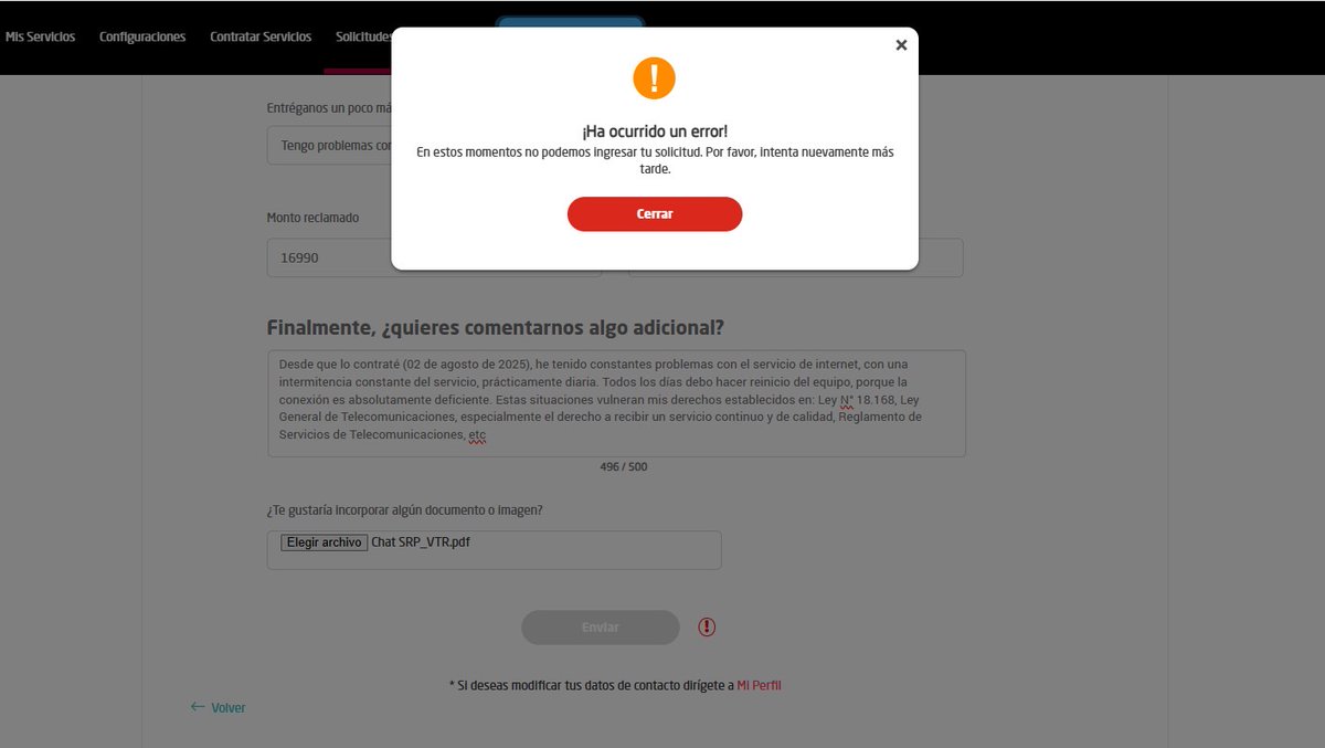 srprida's tweet photo. Cuál es la idea de tener un portal de Reclamos si no permiten ingresarlo, 
@VTRChile 
@VTRsoporte
@subtel_chile  
@SERNAC https://t.co/wm4Bup0nZb