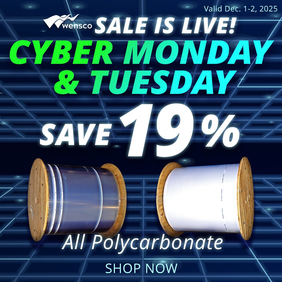 Wensco_Sign's tweet image. 🚨 "Cyber Monday is on! Stock up on polycarbonate — today and tomorrow only. Don’t miss it!"

#signs #signagesolutions #signmaker #signagedesign #signage