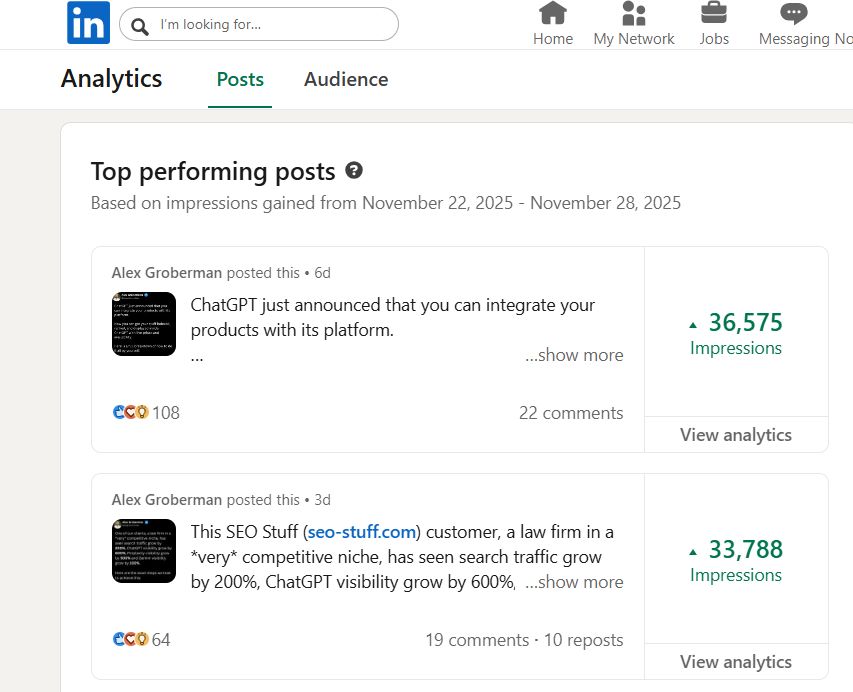 AlexGroberman_'s tweet image. I created my LinkedIn account 51 weeks ago.

Since starting I&apos;ve added $100,000+ to my agency pipeline, built nearly 10,000 connections and logged 3.3M impressions.

LinkedIn has already driven five figures in extra revenue to SEO Stuff this month.

Use this system before…