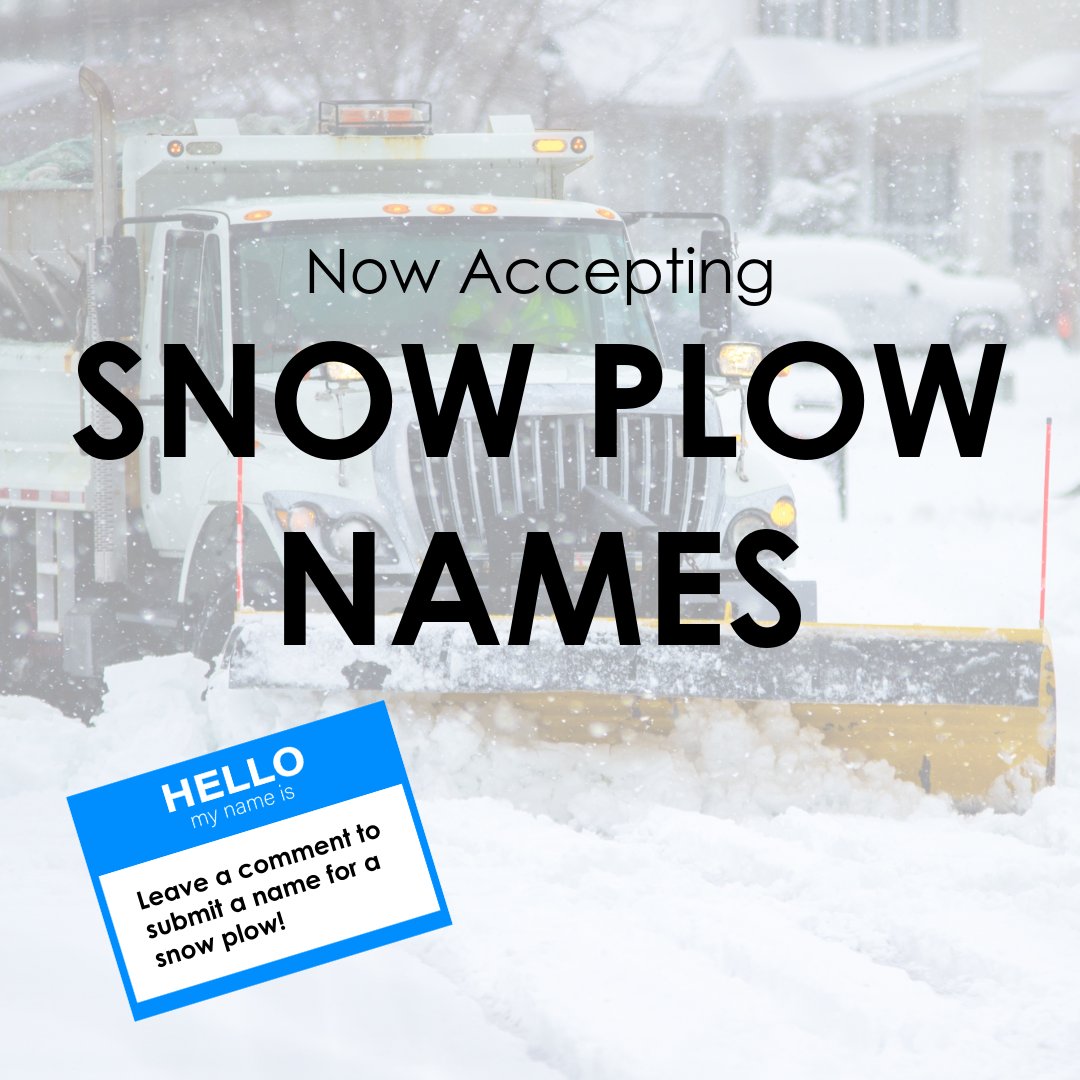 Leave your mark on Springfield Township's winter operations! We are currently accepting submissions for snow plow names! Give us your most creative snow plow-based options (like Darth Blader or KaPlow) and we'll match each truck to a name.

Happy naming!