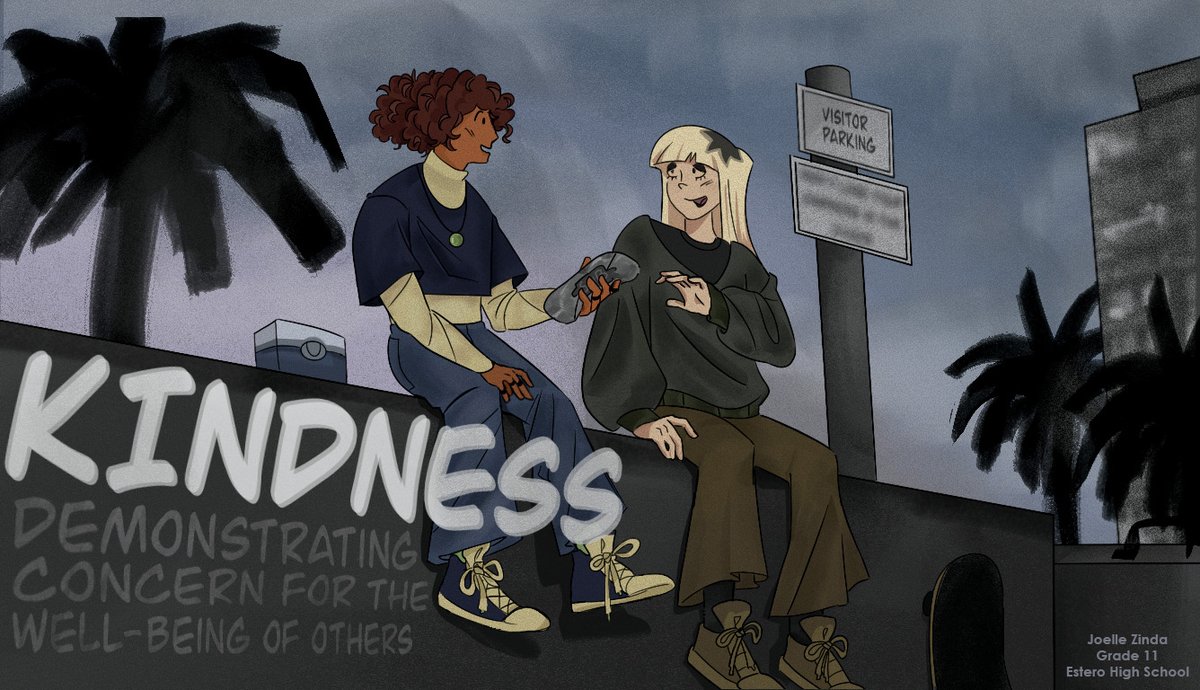 LeeCharacterEd's tweet photo. Amazing design, Joelle!  Congratulations to Joelle Zinda for creating December's winning Character Education Desktop Design, Kindness.  Shout out to Estero HS and Mr. Heyboer, Digital Design Instructor.  We are proud of you, Joelle! https://t.co/WtMCXizvuA