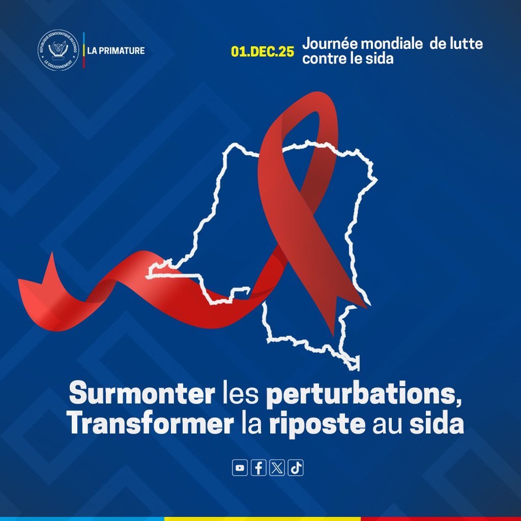 #Santé
1er décembre 2025| Journée mondiale de lutte contre le sida.

Un jour mémoriel pour consolider la lutte contre la pandémie.

Le Gouvernement réaffirme son engagement à renforcer la prévention, l’accès aux soins de qualité et la protection des personnes vivant avec le VIH.